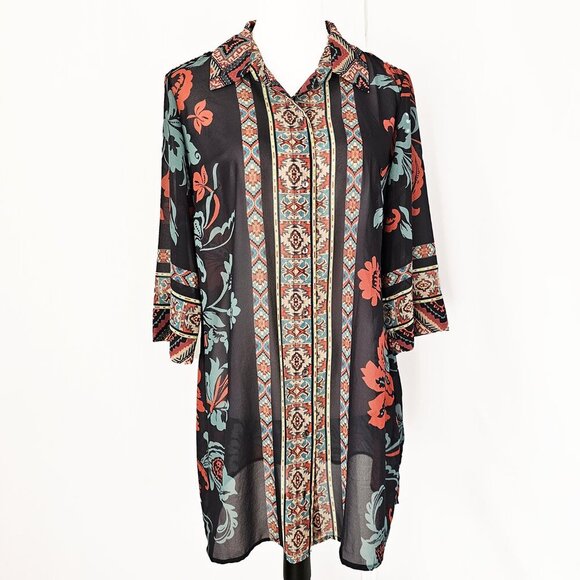 Soft Surroundings Sheer Print Blouse - Picture 1 of 5